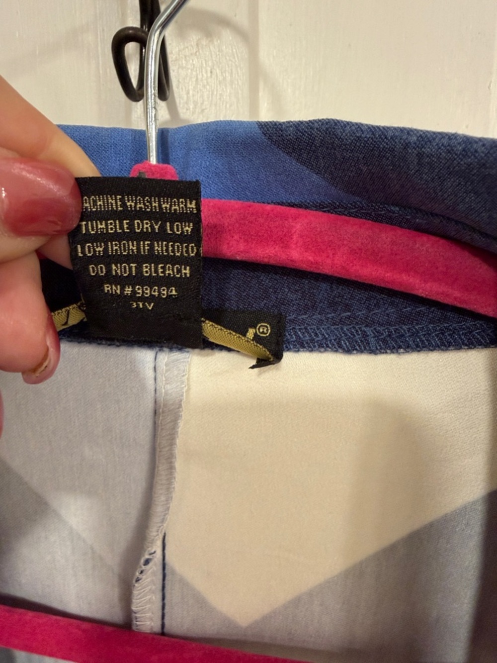 like an angel Blue Geometric Double-Breasted Blazer with White Accents size 1X - Picture 3 of 10